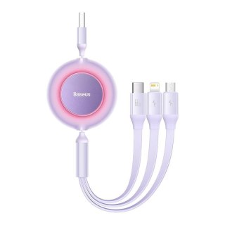 KABEL BASEUS BRIGHT MIRROR 3w1 66W 2A MICRO USB/LIGHTNING/USB-C 1.1M PURPLE