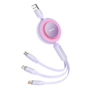 KABEL BASEUS BRIGHT MIRROR 3w1 66W 2A MICRO USB/LIGHTNING/USB-C 1.1M PURPLE