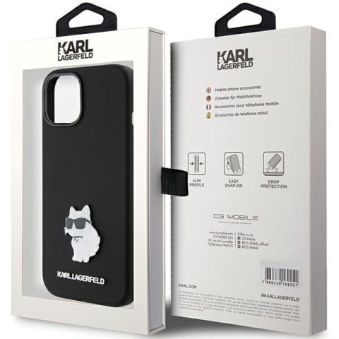 KARL LAGERFELD IPHONE 15 PLUS CHOUPETTE METAL PIN KLHCP15MSMHCNPK BLACK