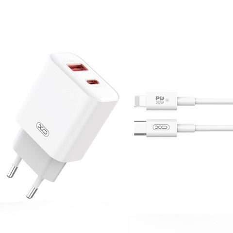 XO ładowarka sieciowa CE12 PD QC 3.0 20W BIAŁA + KABEL USB-C/LIGHTNING