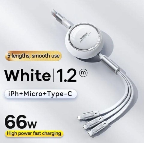 KABEL REMAX LINON SERIES 66W 3w1 USB-C/MICRO/LIGHTNING RC-C029 WHITE