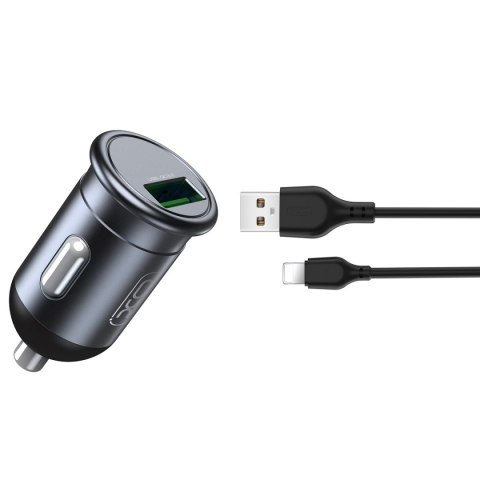 XO ładowarka samochodowa CC46 QC 18W USB SZARA + KABEL LIGHTNING