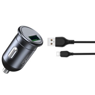 XO ładowarka samochodowa CC46 QC 18W USB SZARA + KABEL USB-C