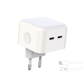 XO ładowarka sieciowa L102 PD 35W 2x USB-C WHITE KABEL LIGHTNING