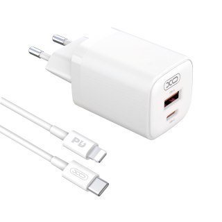 XO ładowarka sieciowa L96 PD 30W QC 3.0 18W 1xUSB 1xUSB-C BIAŁA Kabel Lightning