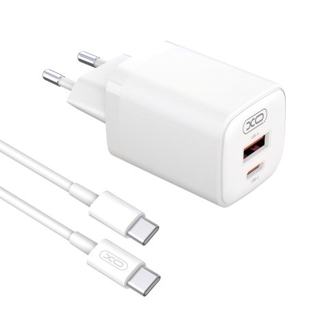 XO ładowarka sieciowa L96 PD 30W QC 3.0 18W 1xUSB 1xUSB-C BIAŁA Kabel USB-C