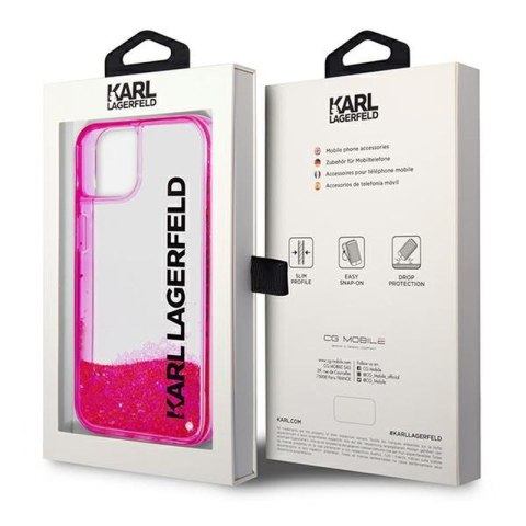 KARL LAGERFELD IPHONE 14 PLUS LIQUID GLITTER ELONGATED LOGO KLHCP14MLCKVF