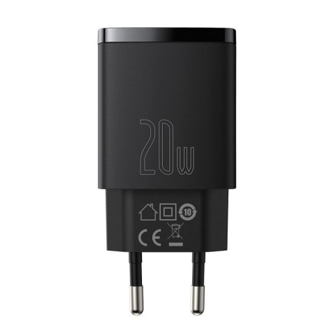 Ładowarka sieciowa BASEUS COMPACT QC USB-USB-C 20W CZARNA/BLACK