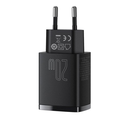 Ładowarka sieciowa BASEUS COMPACT QC USB-USB-C 20W CZARNA/BLACK