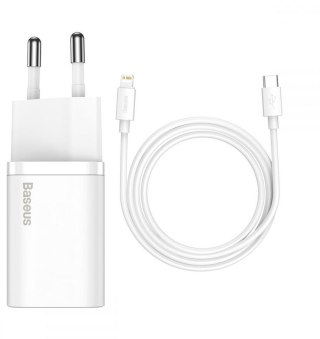 Ładowarka sieciowa BASEUS SUPER SI QC USB-C 20W + KABEL SIMPLE TYPE-C TO LIGHTNING 1M WH