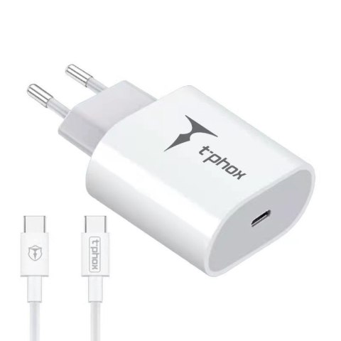 Ładowarka sieciowa T-PHOX ISPEED 20W + KABEL USB-C/USB-C WHITE