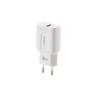 Adapter sieciowy 1xUSB REMAX WHITE RP-U16 TRAVELLER 3,0 A