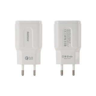 Adapter sieciowy 1xUSB REMAX WHITE RP-U16 TRAVELLER 3,0 A