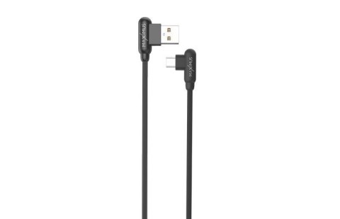 KABEL MX CORNER FAST CHARGE MICRO USB 2.4A / 1m, BLACK / CZARNY, KĄTOWY