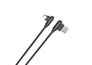 KABEL MX CORNER FAST CHARGE MICRO USB 2.4A / 1m, BLACK / CZARNY, KĄTOWY