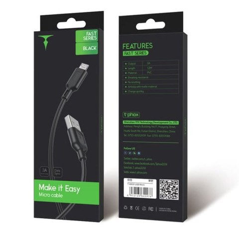 KABEL T-PHOX FAST MICRO USB BLACK