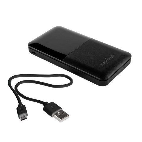 POWERBANK MX ROTH 10 000 mAh, 2xUSB, 10W Li-Po, BLACK / CZARNY, + kabel microUSB