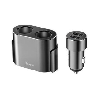 ROZGAŁĘŹNIK SAMOCHODOWY BASEUS BLACK 80W DWA GNIAZDA SAMOCHODOWE+2xUSB 3.1A