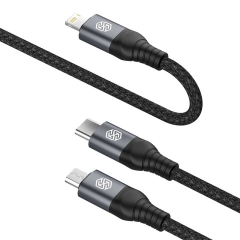 Kabel NILLKIN SWIFT PRO 3w1 4.4A 1.5M, BLACK / CZARNY