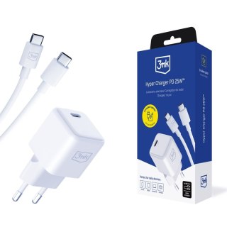 3MK ŁAD SIEC HYPER CHARGER 25W PD Z KABLEM UBS-C/USB-C