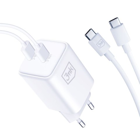 3MK ŁAD SIEC HYPER CHARGER 45W PD+USB Z KABLEM UBS-C/USB-C BIAŁA