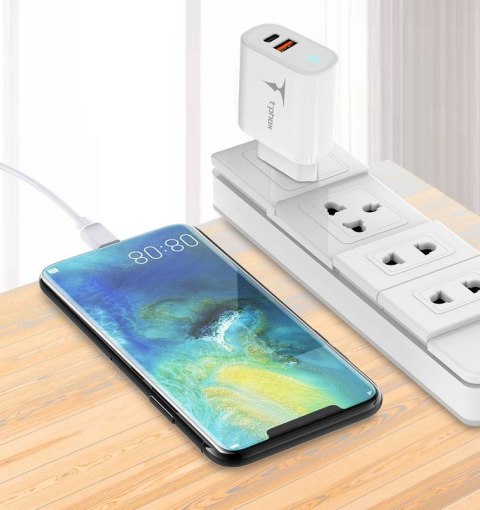 Ładowarka sieciowa T-PHOX GLORY 45W USB/USB-C WHITE