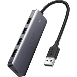 Ugreen rozdzielacz HUB USB - 4x USB 3.2 Gen 1 z portem zasilania micro USB szary