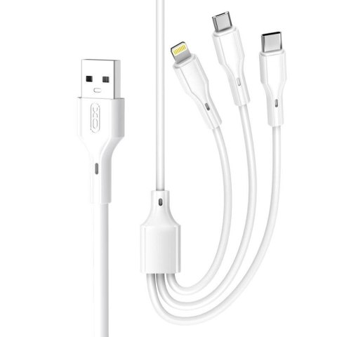 XO KABEL NB230 3w1 USB+USB-C+microUSB+ lightning 1m 2,4A biały