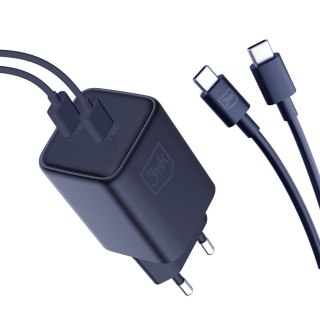 3MK ŁAD SIEC HYPER CHARGER 45W PD+USB Z KABLEM UBS-C/USB-C CZARNA