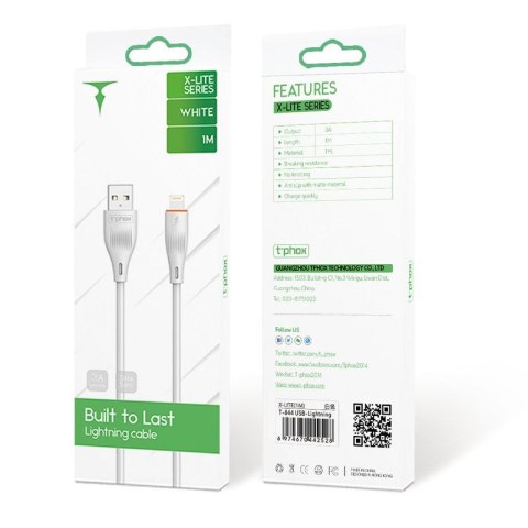 KABEL T-PHOX X-LITE LIGHTNING WHITE 1M 3A