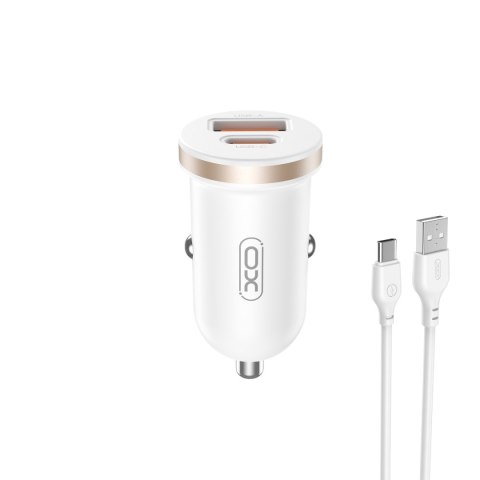 XO ładowarka samochodowa CC56 PD 30W QC+PD BIAŁA + KABEL USB-C