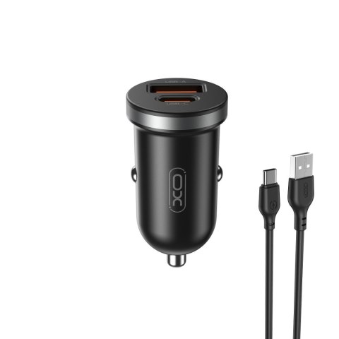 XO ładowarka samochodowa CC56 PD 30W QC+PD Czarna + KABEL USB-C