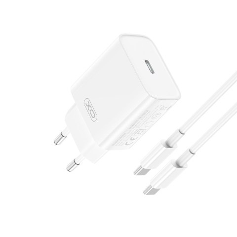 XO ładowarka sieciowa CE15 PD 20W USB-C BIAŁA + KABEL USB-C/USB-C