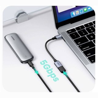 Kabel USB C męski - USB żeński 3.0 OTG 0.15m Ugreen US378 - czarny