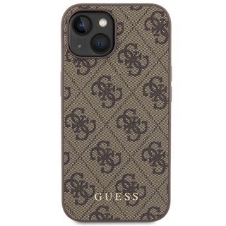 GUESS IPHONE 15 METAL GOLD LOGO GUHCP15SG4GFBR BRĄZOWY/BROWN