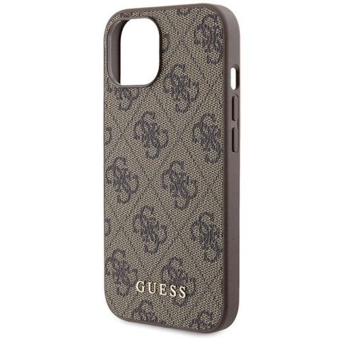 GUESS IPHONE 15 METAL GOLD LOGO GUHCP15SG4GFBR BRĄZOWY/BROWN