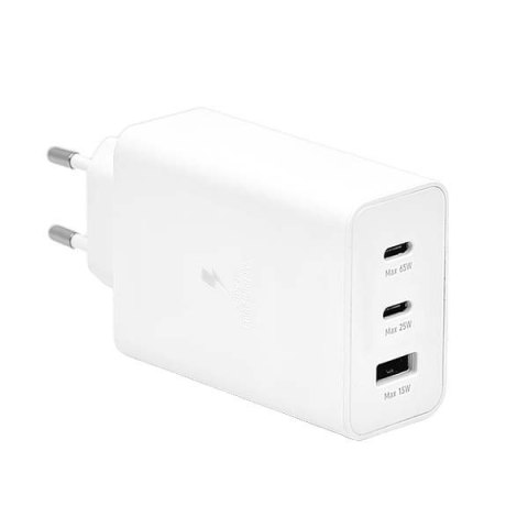 ŁADOWARKA SIECIOWA PD 2xUSB-C 65W 1xUSB BIAŁY BULK