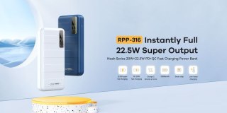 POWERBANK NOAH SERIES 20000mAh RPP-316 PD 20W+ QC 22,5W BLUE