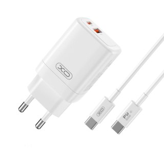 XO ładowarka sieciowa CE16 GAN 45W 1xUSB-C 1xUSB BIAŁA + KABEL USB-C/USB-C