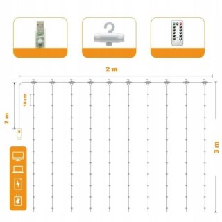 Kurtyna Ledowa (100 lampek LED) 3m x 1m COLD WHITE / ZIMNY BIAŁY