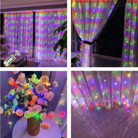 Kurtyna Ledowa (100 lampek LED) 3m x 1m MULTICOLOR / WIELOKOLOROWY