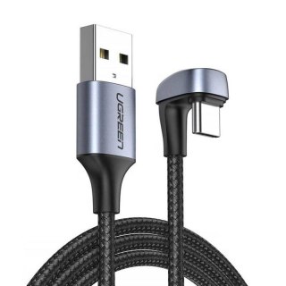 Ugreen nylonowy kątowy kabel USB-Typ-c 1m 3 A 18 W QuickCharge AFC FCP szary