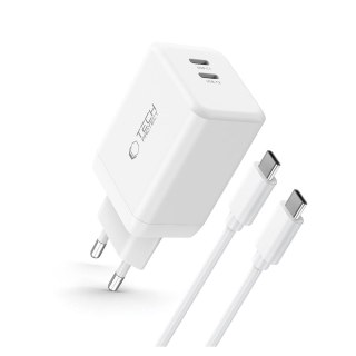 TECH-PROTECT ładowarka sieciowa NC45W GAN 2-PORT + CABLE USB-C WHITE