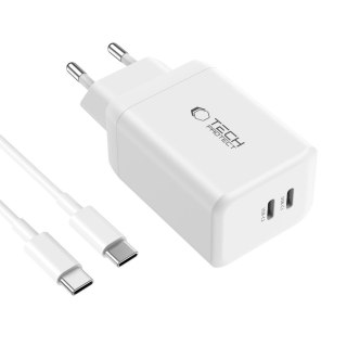 TECH-PROTECT ładowarka sieciowa NC45W GAN 2-PORT + CABLE USB-C WHITE