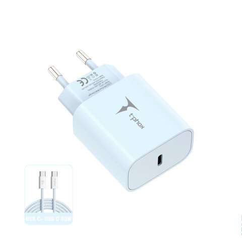 Ładowarka sieciowa T-PHOX MODERATE SERIES T-PP11 20W + KABEL USB-C/USB-C 60W BLUE