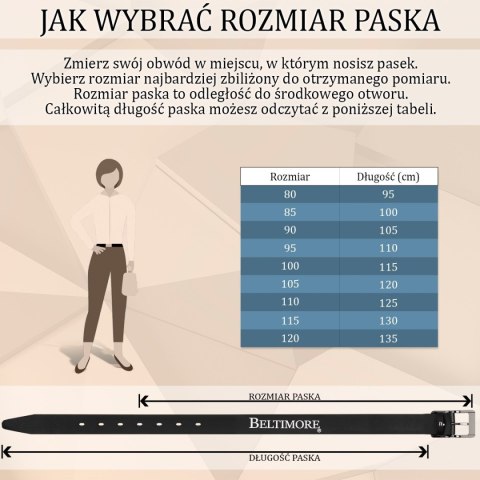 Skórzany Pasek Damski Do Spodni Sukienki Brązowy Skóra Nat 4 Cm Beltimore D87