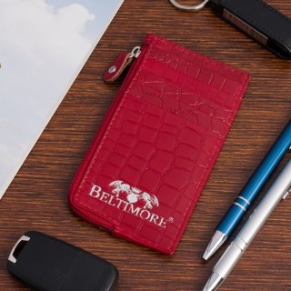 Etui Na Dokumenty Karty Czerwone Skórzane Skóra Croco Slim Beltimore J06