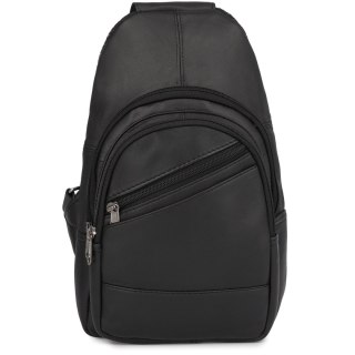 Saszetka Nerka Przez Ramię Crossbody Męska Modna Torba Dwukomorowa Skóra Naturalna F02Black