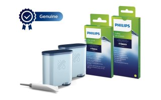 Zestaw akcesoriów do czyszczenia ekspresów Philips CA6707/10 (2 wkłady filtra AquaClean, 6 saszetek ze środkiem do czyszczenia o