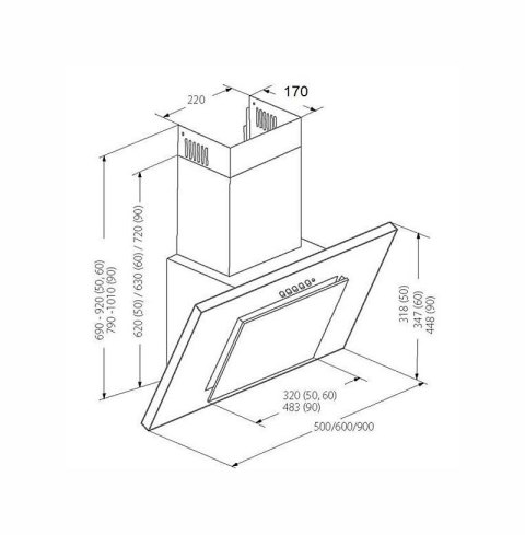 Okap AKPO WK-4 NERO 2.0 50 BIAŁY T300 Liniowy LED/Siłownik